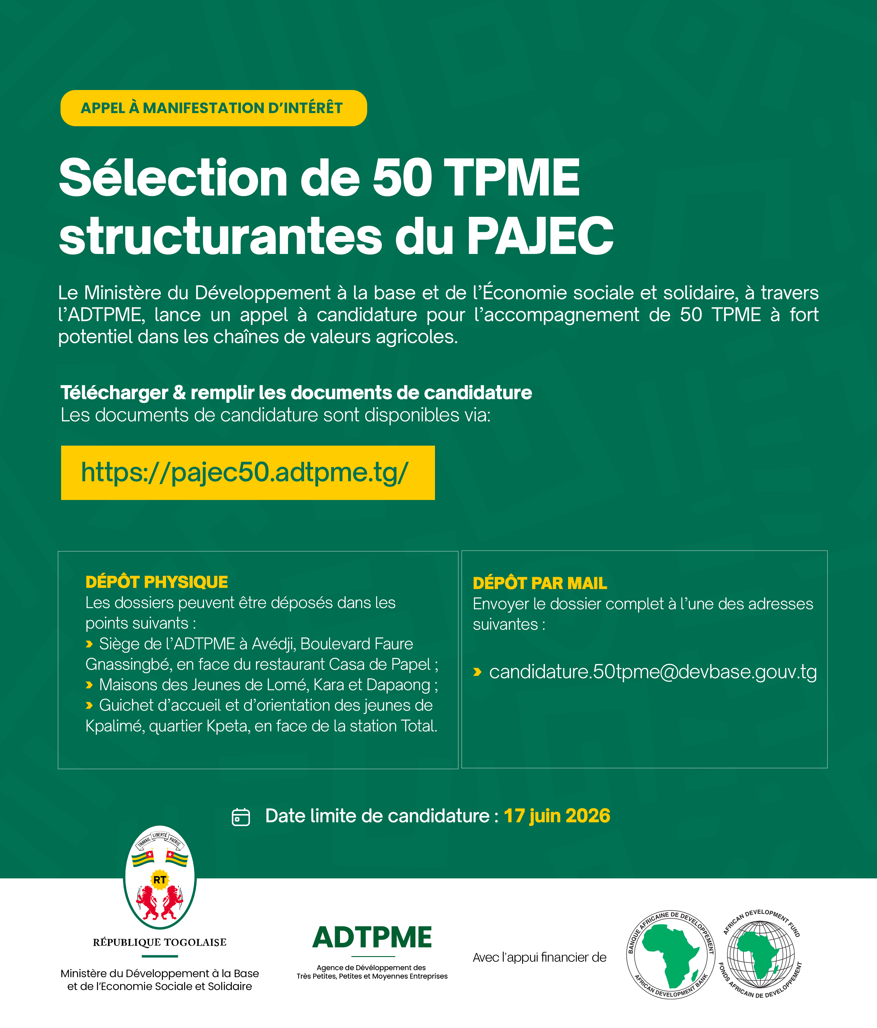 APPEL À MANIFESTATION D’INTÉRÊT – PAJEC